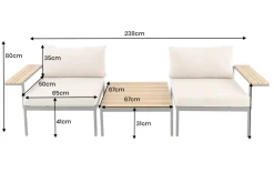 Outdoor Lounge Sitzgruppe MOBILE MODULAR 240cm champagner greige inkl. Kissen