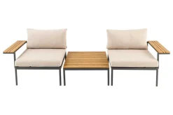 Outdoor Lounge Sitzgruppe MOBILE MODULAR 240cm anthrazit greige inkl. Kissen