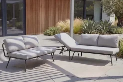 Outdoor Lounge Sitzgruppe MOBILE MODULAR anthrazit hellgrau mit Tisch wetterfest