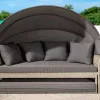 Outdoor Sonneninsel PLAYA LIVING 165cm hellgrau Polyrattan Aluminium inklusive Kissen wetterfest