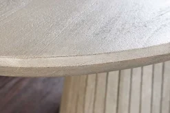 Ovaler Esstisch ART DECO 220cm smoke grau massives Mangoholz mit Säulenfuß