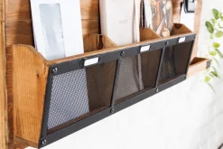 Praktisches Wandboard HERITAGE 80cm natur Pinie 6 Haken Kreidetafel Schlüsselbrett
