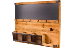 Praktisches Wandboard HERITAGE 80cm natur Pinie 6 Haken Kreidetafel Schlüsselbrett