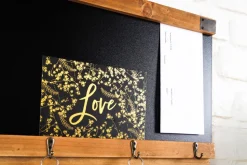 Praktisches Wandboard HERITAGE 80cm natur Pinie 6 Haken Kreidetafel Schlüsselbrett