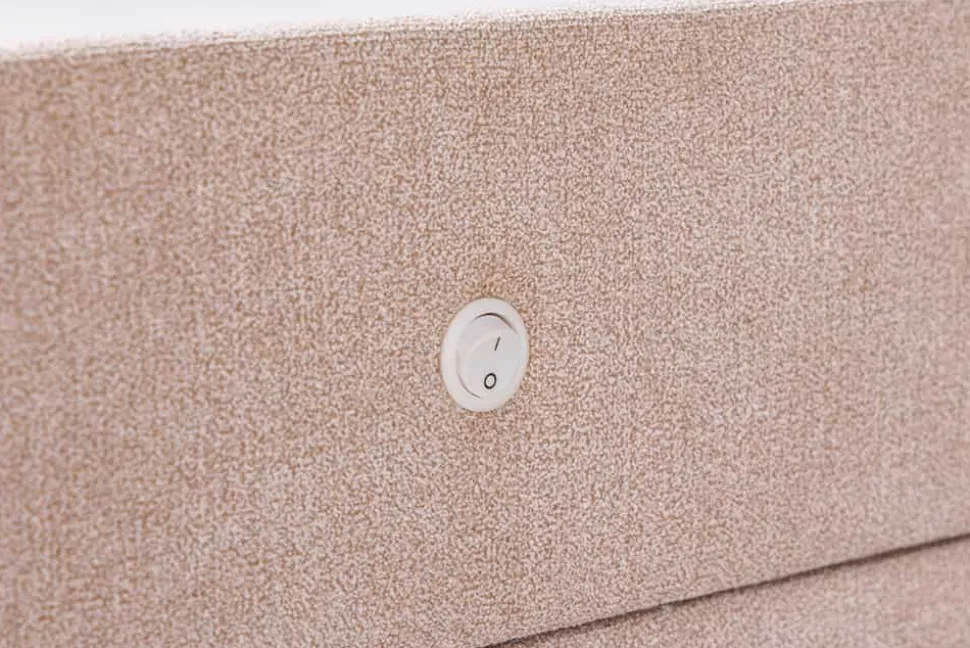Quadratischer Nachttisch TOULOUSE 55cm beige Samt inkl. Beleuchtung und Schubladen