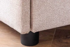 Quadratischer Nachttisch TOULOUSE 55cm beige Samt inkl. Beleuchtung und Schubladen