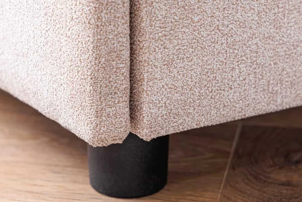 Quadratischer Nachttisch TOULOUSE 55cm beige Samt inkl. Beleuchtung und Schubladen