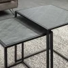 Quadratisches 2er Set Beistelltische MOUNTAIN SOUL 60cm schwarz Naturstein Metall