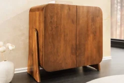 Quadratisches Lowboard BRASIL 75cm braun Mango Massivholz zwei Fächer Schrank