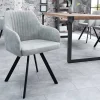 Retro Design Stuhl LUCCA stone grau Microfaser mit Armlehne Steppung gepolstert