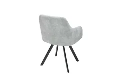 Retro Design Stuhl LUCCA stone grau Microfaser mit Armlehne Steppung gepolstert