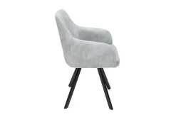 Retro Design Stuhl LUCCA stone grau Microfaser mit Armlehne Steppung gepolstert