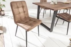 Retro Design Stuhl MODENA antik taupe Microfaser mit Ziersteppung