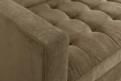 Retro Ecksofa STOCKHOLM 220cm taupe Cord Federkern 3-Sitzer