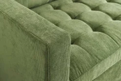 Retro Ecksofa STOCKHOLM 220cm grün Cordstoff Federkern 3-Sitzer