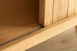 Retro Highboard VALHALLA WOOD 120cm natur Eichenholz Schiebetüren