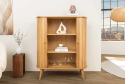 Retro Highboard VALHALLA WOOD 120cm natur Eichenholz Schiebetüren
