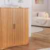 Retro Highboard VALHALLA WOOD 110cm natur Eichenholz mit Schiebetüren