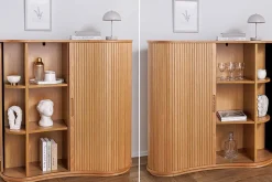Retro Highboard VALHALLA WOOD 110cm natur Eichenholz mit Schiebetüren