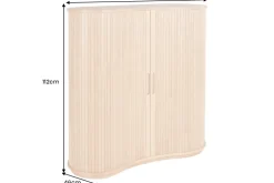 Retro Highboard VALHALLA WOOD 110cm natur Eichenholz mit Schiebetüren