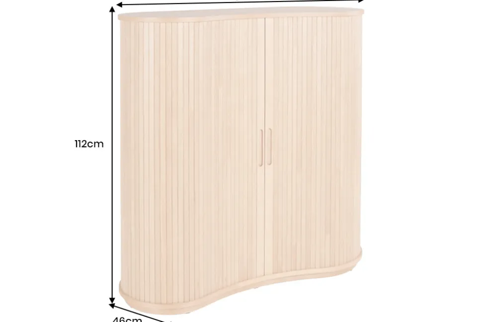 Retro Highboard VALHALLA WOOD 110cm natur Eichenholz mit Schiebetüren