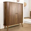 Retro Highboard VALHALLA WOOD 120cm smoke Eichenholz Schiebetüren