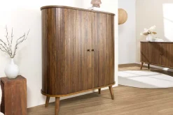 Retro Highboard VALHALLA WOOD 120cm smoke Eichenholz Schiebetüren