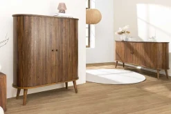 Retro Highboard VALHALLA WOOD 120cm smoke Eichenholz Schiebetüren