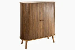 Retro Highboard VALHALLA WOOD 120cm smoke Eichenholz Schiebetüren
