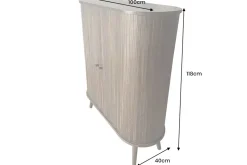 Retro Highboard VALHALLA WOOD 120cm smoke Eichenholz Schiebetüren