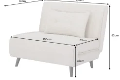 Retro Schlafsessel SMART MULTIFUNCTION 100cm grau Cord Bettfunktion inkl. Kissen