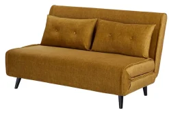 Retro Schlafsessel SMART MULTIFUNCTION 140cm senfgelb Vogue Velours Samt Bettfunktion