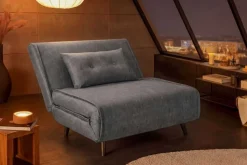 Retro Schlafsessel SMART MULTIFUNCTION 100cm grau Vogue Velours Samt Bettfunktion
