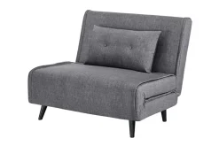 Retro Schlafsessel SMART MULTIFUNCTION 100cm grau Vogue Velours Samt Bettfunktion