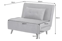 Retro Schlafsessel SMART MULTIFUNCTION 100cm grau Vogue Velours Samt Bettfunktion