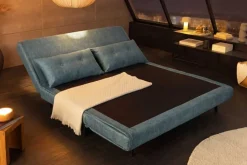 Retro Schlafsessel SMART MULTIFUNCTION 140cm petrol Vogue Velours Samt Bettfunktion