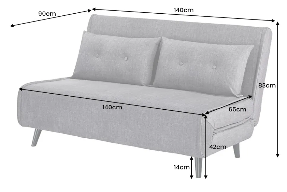 Retro Schlafsessel SMART MULTIFUNCTION 140cm grau Vogue Velours Samt Bettfunktion