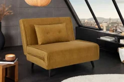 Retro Schlafsessel SMART MULTIFUNCTION 100cm senfgelb Vogue Velours Samt Bettfunktion