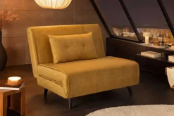 Retro Schlafsessel SMART MULTIFUNCTION 100cm senfgelb Vogue Velours Samt Bettfunktion
