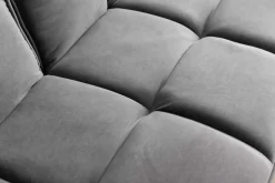 Retro Schlafsofa BOUTIQUE 215cm grau Samt 3-Sitzer mit schwarzen Füßen