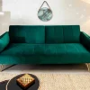 Retro Schlafsofa DIVANI 220cm smaragdgrün Samt goldene Metallfüße 3-Sitzer mit Bettfunktion