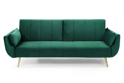 Retro Schlafsofa DIVANI 220cm smaragdgrün Samt goldene Metallfüße 3-Sitzer mit Bettfunktion
