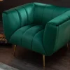Retro Sessel NOBLESSE 105cm smaragdgrün Samt mit Ziersteppung