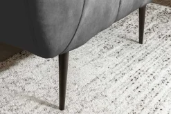 Retro Sessel NOBLESSE 105cm grau Samt schwarze Metallfüße Federkern Ziersteppung