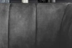 Retro Sessel NOBLESSE 105cm grau Samt schwarze Metallfüße Federkern Ziersteppung