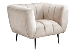 Retro Sessel NOBLESSE 105cm champagner beige Samt mit Ziersteppung