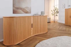 Retro Sideboard VALHALLA WOOD 180cm natur Eichenholz mit Schiebetüren