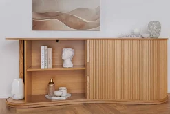 Retro Sideboard VALHALLA WOOD 180cm natur Eichenholz mit Schiebetüren