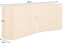Retro Sideboard VALHALLA WOOD 180cm natur Eichenholz mit Schiebetüren