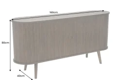 Retro Sideboard VALHALLA WOOD 160cm smoked Eichenholz Schiebetüren